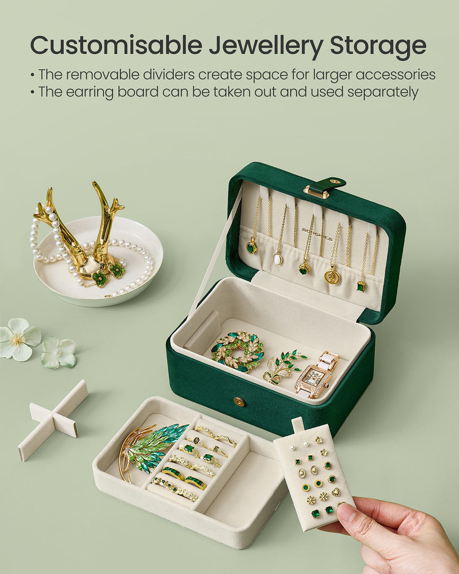 Jewellery Box – 2-Layer – Retro Green – Portable Travel Storage