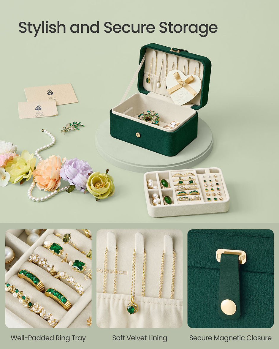 Jewellery Box – 2-Layer – Retro Green – Portable Travel Storage