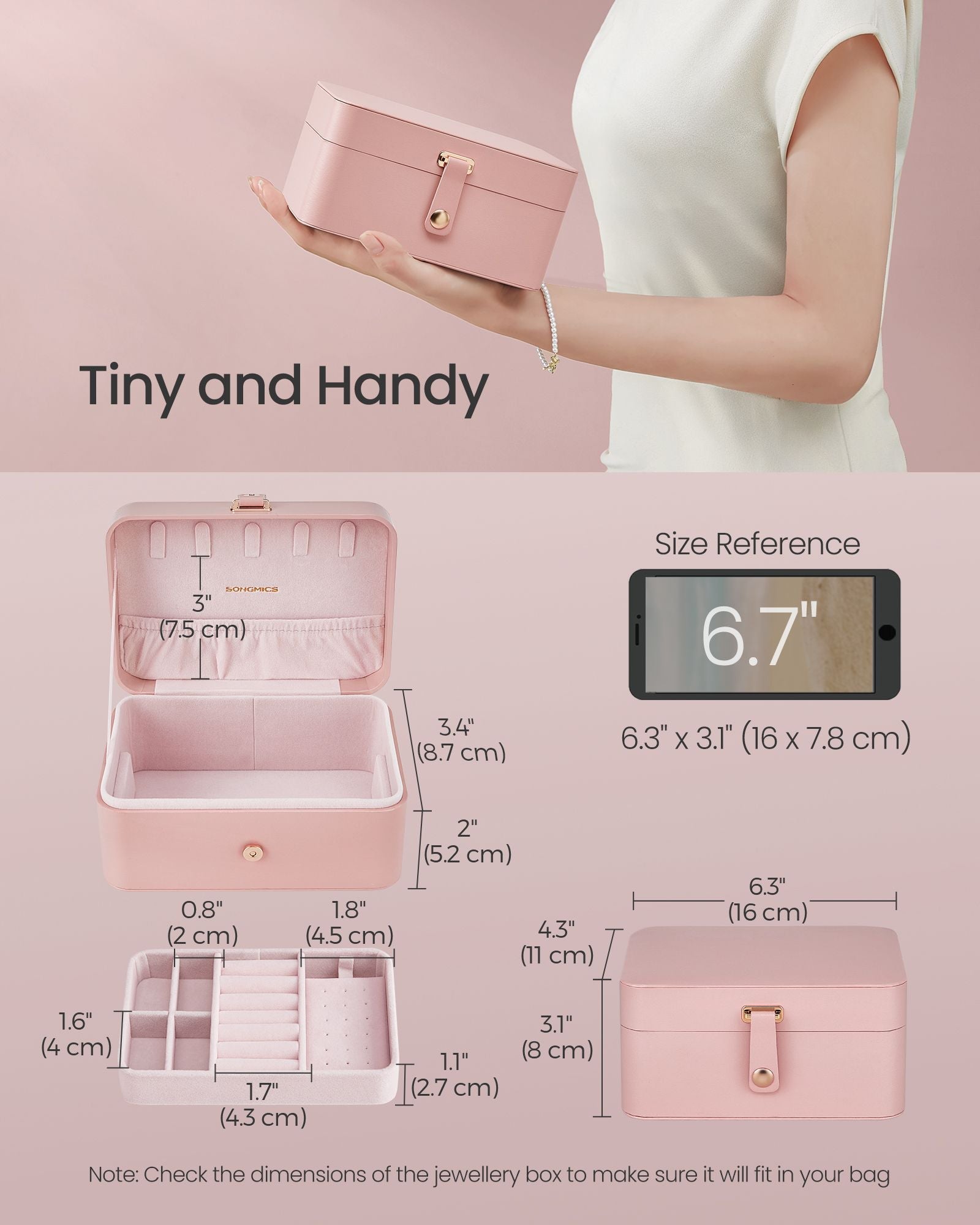 Jewellery Storage Box – Plastic – Jelly Pink – 2-Layer, Portable