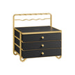 3-Tier Jewellery Box – Metal – Ink Black – Organiser with Open Storage and Hanging Rack