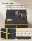 3-Tier Jewellery Box – Metal – Ink Black – Organiser with Open Storage and Hanging Rack