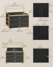 3-Tier Jewellery Box – Metal – Ink Black – Organiser with Open Storage and Hanging Rack