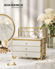 3-Tier Jewellery Box – Metal – Cloud White – Organiser with Open Storage and Hanging Rack