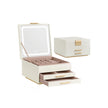 Jewellery Box – PU – Cream White and Gold – 3 Layers with Mirror and LED Lights