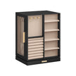 Jewellery Box – Wood – Black – 360° Rotating with Glass Window and 5 Drawers