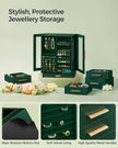 Jewellery Box – Wood – Black – 360° Rotating with Glass Window and 5 Drawers