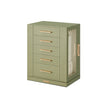 Jewellery Box – Glass, Wood – Laurel Green – 360° Rotating with 5 Drawers