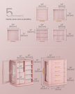 Jewellery Box – Glass – Jelly Pink – 360° Rotating with 5 Drawers and Open Design