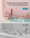 Jewellery Box – Glass – Jelly Pink – 360° Rotating with 5 Drawers and Open Design