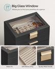6-Tier Jewellery Box – Glass – Graphite Black and Gold – Modern Style with 5 Drawers