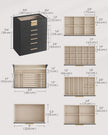 6-Tier Jewellery Box – Glass – Graphite Black and Gold – Modern Style with 5 Drawers