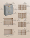 Jewellery Box – Wood and Glass – Dove Grey and Gold – 6-Tier Design with Lid