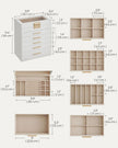 6-Tier Jewellery Box – Glass – Cloud White and Gold – Modern Design with Drawers