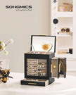 Jewellery Organiser – Glass – Cloud White – 5 Layers with 3 Side Drawers and Big Mirror