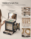 Jewellery Organiser – Glass – Cloud White – 5 Layers with 3 Side Drawers and Big Mirror