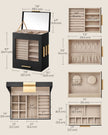 Jewellery Organiser – Glass – Cloud White – 5 Layers with 3 Side Drawers and Big Mirror