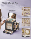 Jewellery Organiser – Glass – Cloud White – 5 Layers with 3 Side Drawers and Big Mirror
