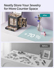 Jewellery Organiser – Glass – Cloud White – 5 Layers with 3 Side Drawers and Big Mirror