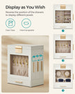 Jewellery Organiser – Glass – Cloud White – 5 Layers with 3 Side Drawers and Big Mirror