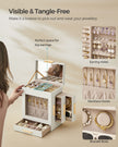 Jewellery Organiser – Glass – Cloud White – 5 Layers with 3 Side Drawers and Big Mirror