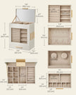 Jewellery Organiser – Glass – Cloud White – 5 Layers with 3 Side Drawers and Big Mirror