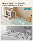 Jewellery Organiser – Glass – Cloud White – 5 Layers with 3 Side Drawers and Big Mirror
