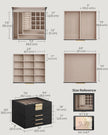 4-Layer Jewellery Box – Glass & MDF – Graphite Black & Gold – Organiser with 3 Drawers