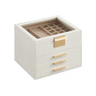 Jewellery Box – Glass – Cloud White and Gold – 4-Layer with 3 Drawers