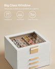 Jewellery Box – Glass – Cloud White and Gold – 4-Layer with 3 Drawers