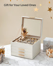 Jewellery Box – Glass – Cloud White and Gold – 4-Layer with 3 Drawers