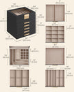 Jewellery Box – Glass – Graphite Black and Gold – 6 Layers with 2 Drawers