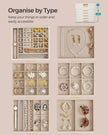 Jewellery Box – Glass – Cloud White and Gold – 6-Layer with Drawers
