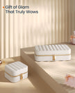 Travel Jewellery Box – PU – Cloud White – Portable with Mirror and Zippers