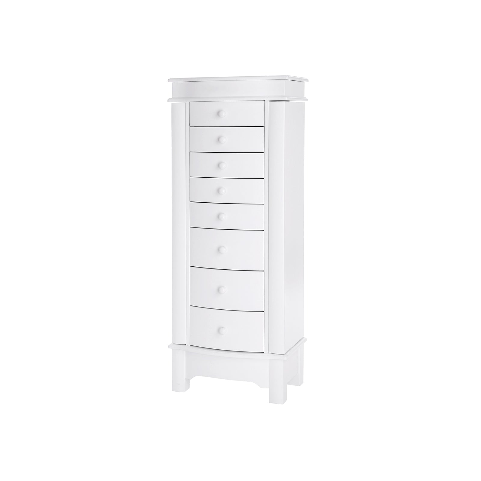 Jewellery Armoire – Wooden – White – Freestanding with Mirror and Large Capacity Storage