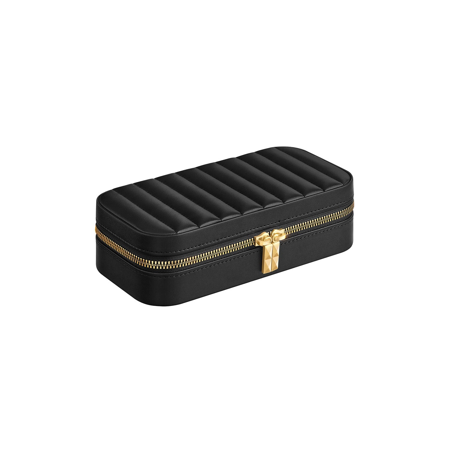 Small Jewellery Case – PU – Ink Black – Travel Organiser with Mirror