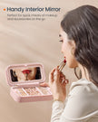 Small Jewellery Case – PU – Jelly Pink – Portable with Mirror