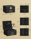 Jewellery Box – PU – Ink Black – 3 Tiers with Mirror and Drawers