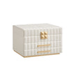 3-Tier Jewellery Box – PU – Cloud White – With Mirror and 2 Drawers