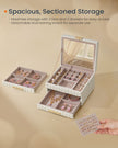 3-Tier Jewellery Box – PU – Cloud White – With Mirror and 2 Drawers