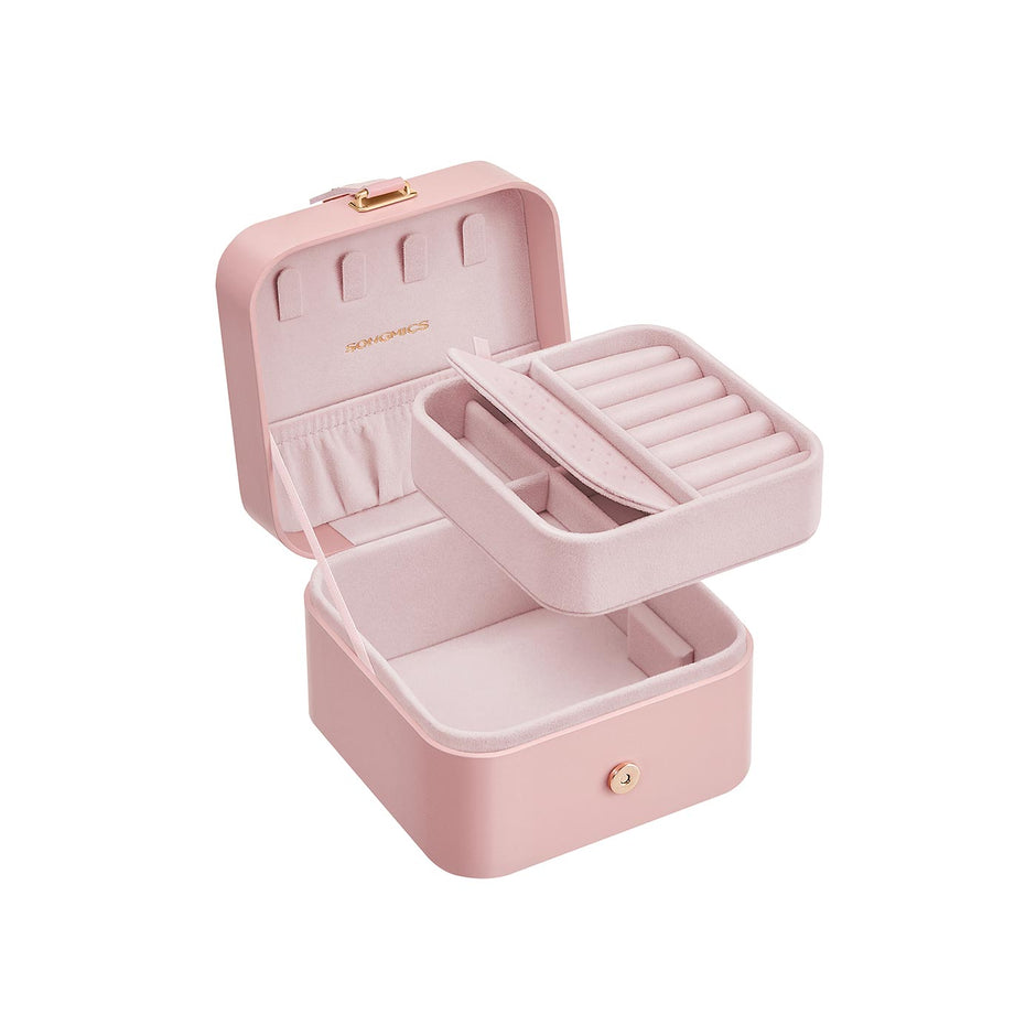 Jewellery Box – Portable – Jelly Pink – 2-Layer Travel Storage