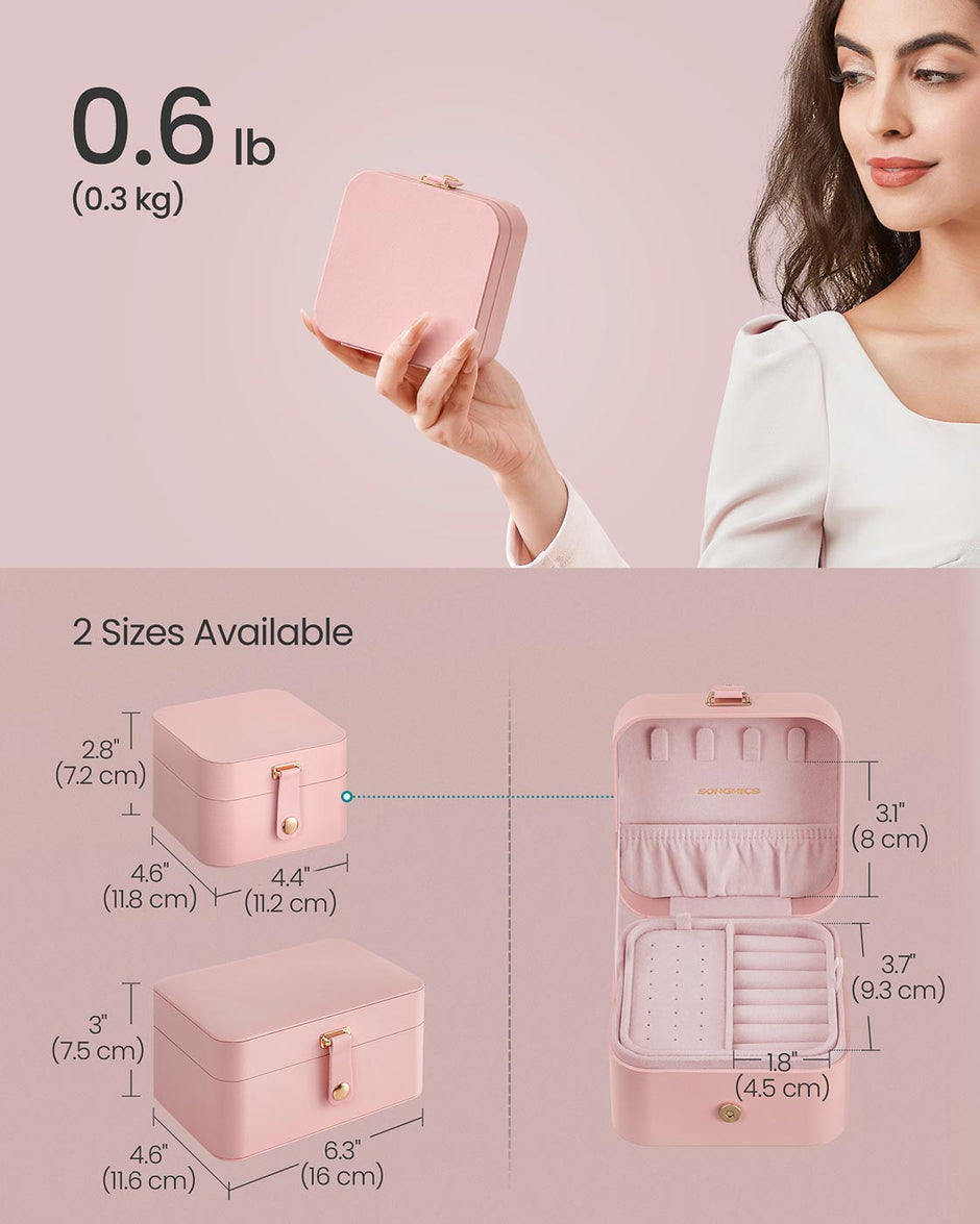 Jewellery Box – Portable – Jelly Pink – 2-Layer Travel Storage