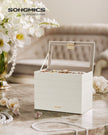 5-Tier Stackable Jewellery Box – Wood – Cloud White – Clear Glass Lid