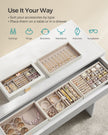 5-Tier Stackable Jewellery Box – Wood – Cloud White – Clear Glass Lid