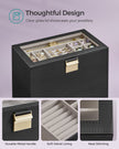 Stackable Jewellery Tray – Glass – Ink Black – 6-Tier Design
