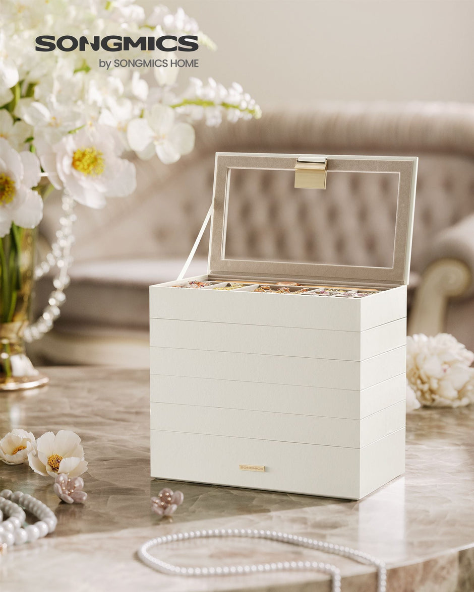 Jewellery Tray – Glass – Cloud White – 6-Tier Stackable Design