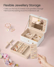 Jewellery Box – Fabric – Cloud White – 2-Layer with Mirror and Removable Tray