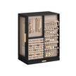 Jewellery Box – Wood and Glass – Black – 360° Rotating with 5 Drawers and Open Design