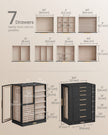 Jewellery Box – Wood and Glass – Black – 360° Rotating with 5 Drawers and Open Design