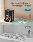 Jewellery Box – Wood and Glass – Black – 360° Rotating with 5 Drawers and Open Design