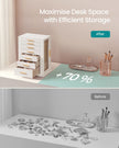 360° Rotating Jewellery Box – Wood – Cloud White – 7 Drawers with Glass Window and Open Design